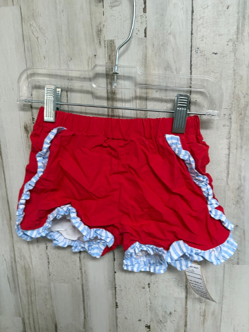 RED/BLUE CECIL & LOU RUFFLE TRIM SHORTS, GIRL 4T