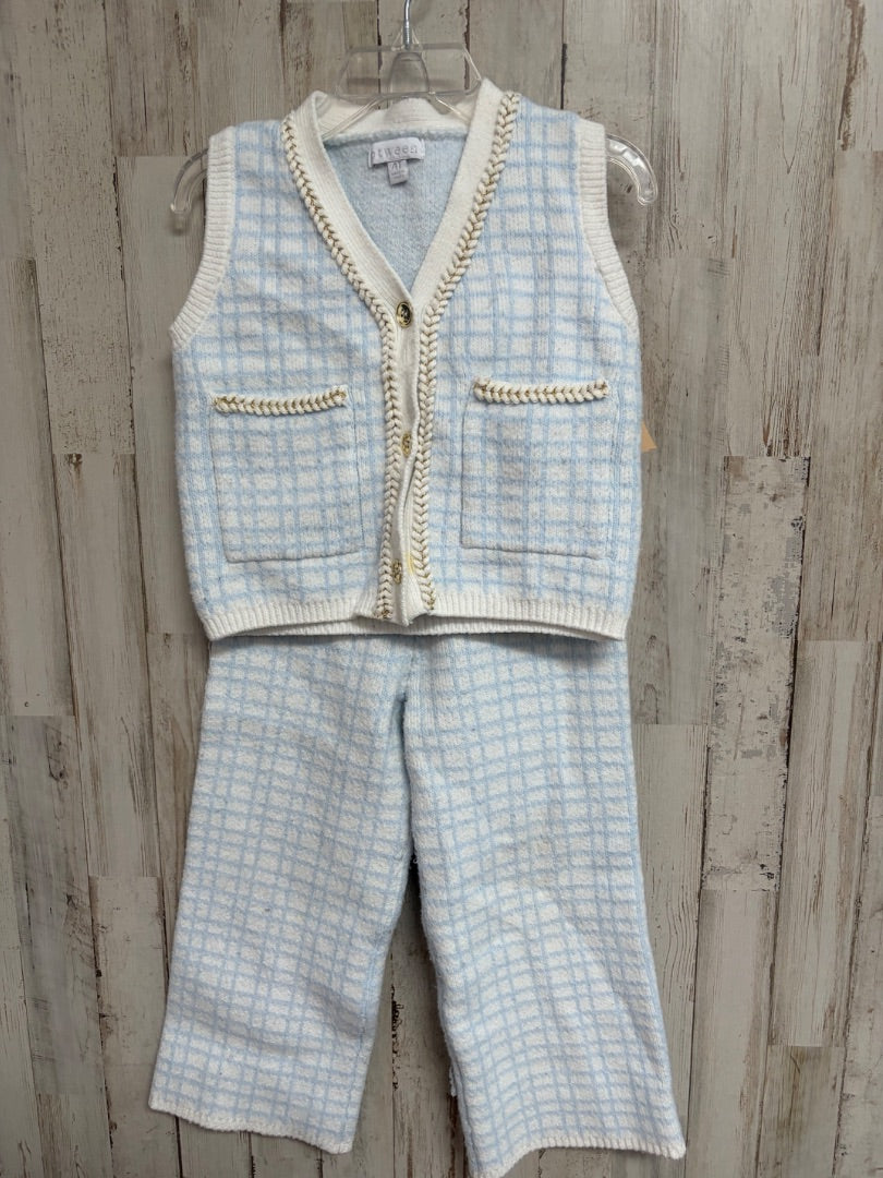 BLUE BTWEEN KNIT PLAID 2PC SET, GIRL 4T