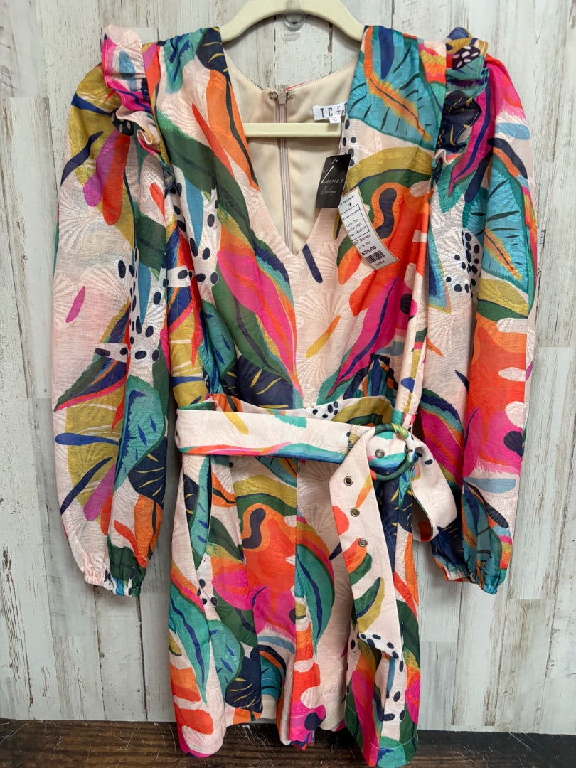 TAN TCEC NEW FLORAL BELTED ROMPER, LADIES M