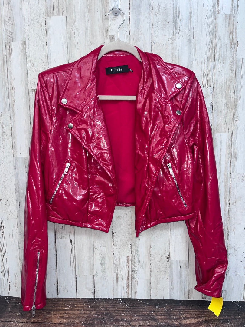 RED DO + BE FAUX LEATHER CROPPED JACKET, LADIES S