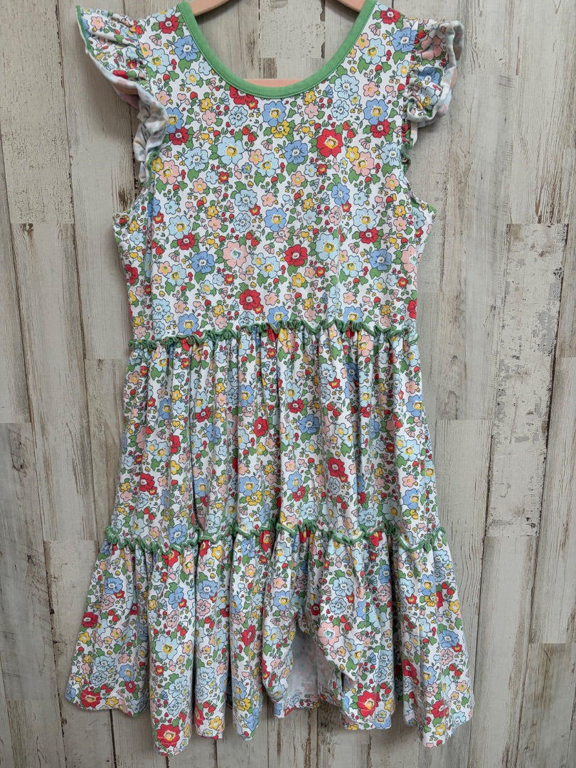 WHITE/GREEN SERENDIPITY FLORAL TIER DRESS, GIRL 7/8