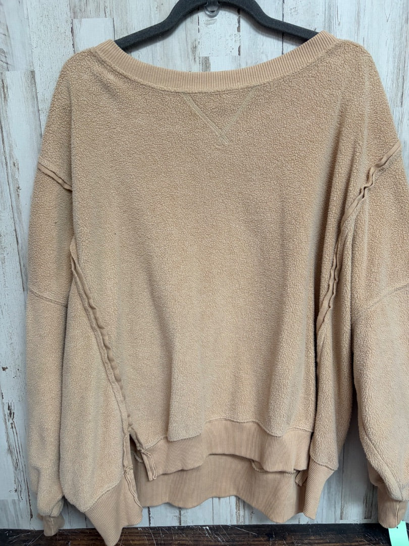 TAN AMERICAN EAGLE SHERPA CREW NECK, LADIES S