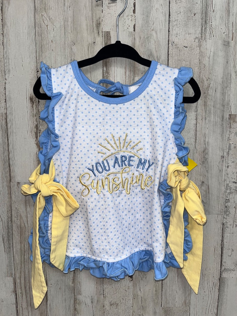 WHITE/BLUE LITTLE MAGNOLIA YOU ARE MY SUNSHINE DOTTED OPEN TOP, GIRL 18-24M