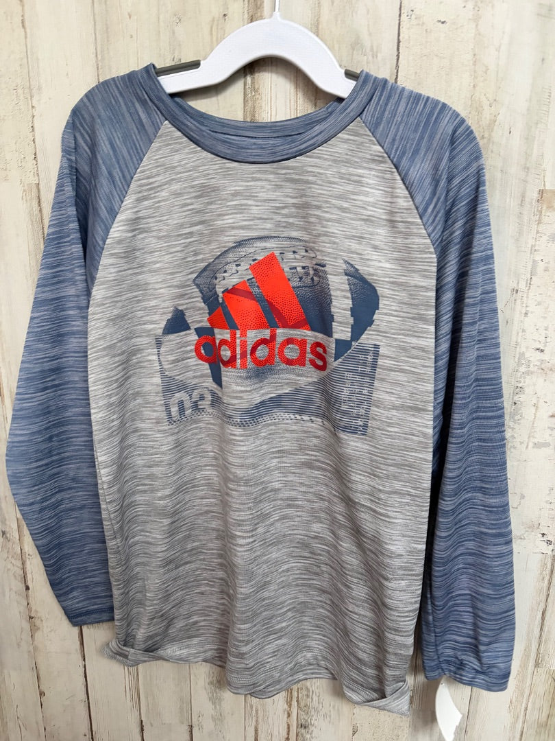 BLUE/GREY ADIDAS DRY FIT LOGO FOOTBALL RAGLAN, BOY 7