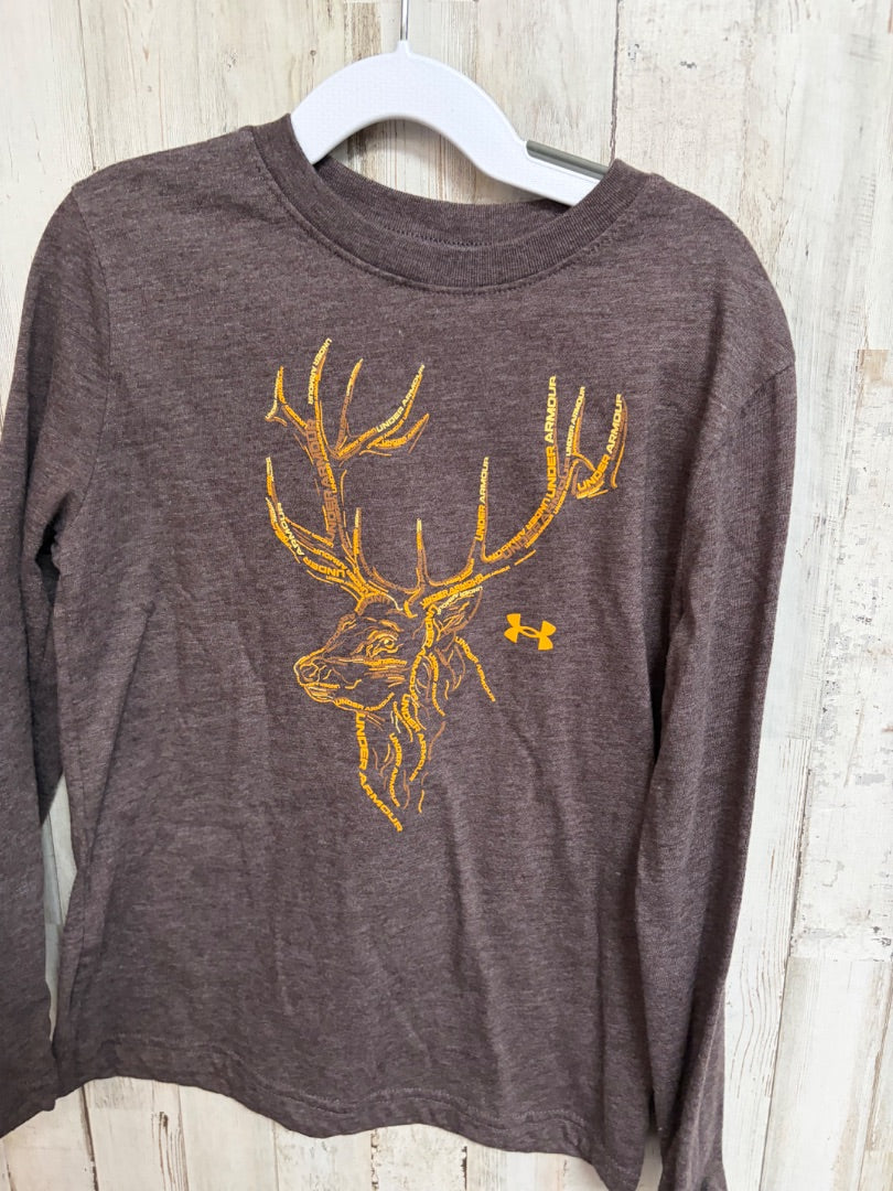 BROWN UNDER ARMOUR LOGO DEER TEE, BOY 8