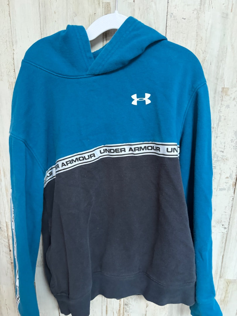 TEAL/NAVY UNDER ARMOUR THICK COTTON HOODIE, BOY 10/12