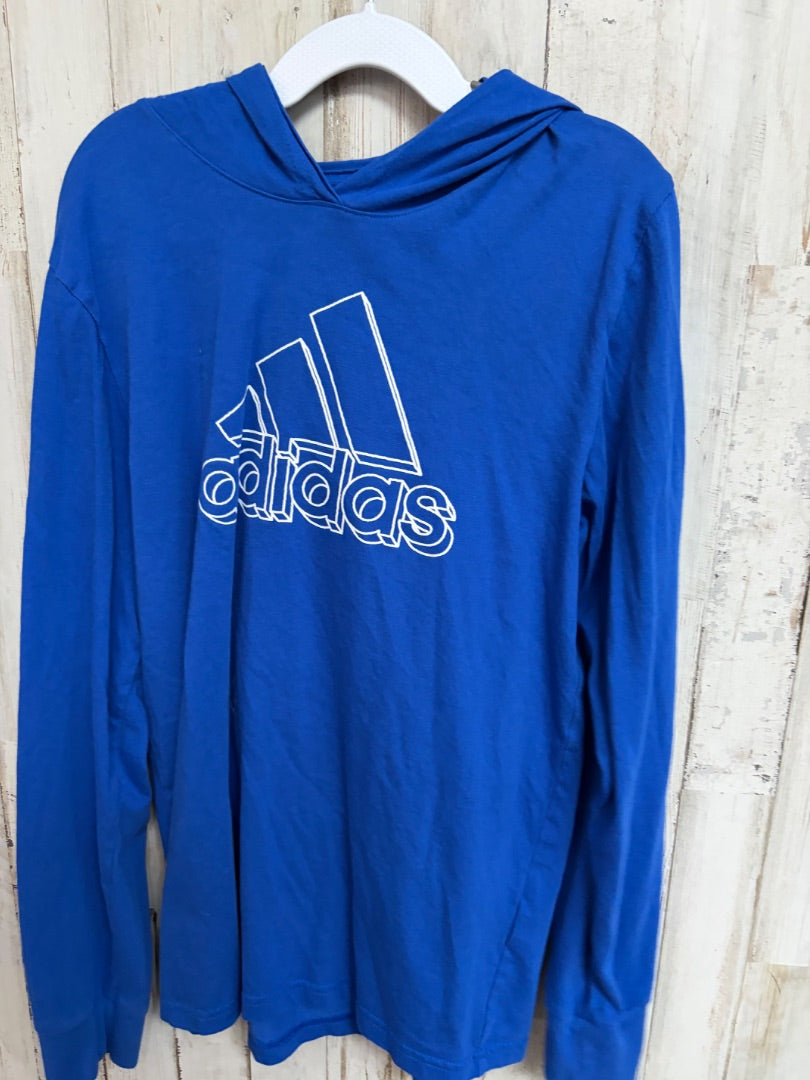 BRIGHT BLUE ADIDAS LOGO TSHIRT HOODIE, BOY 10/12