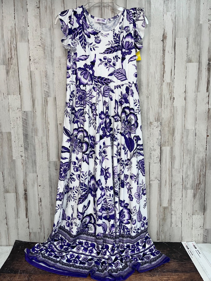 PURPLE KILOTTOR FLORAL PRINT COTTON MAXI, GIRL 13/14
