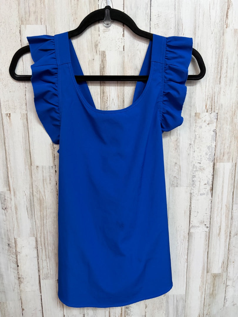 ROYAL BLUE SHEIN RUFFLE CRISS CROSS BACK TANK, LADIES M