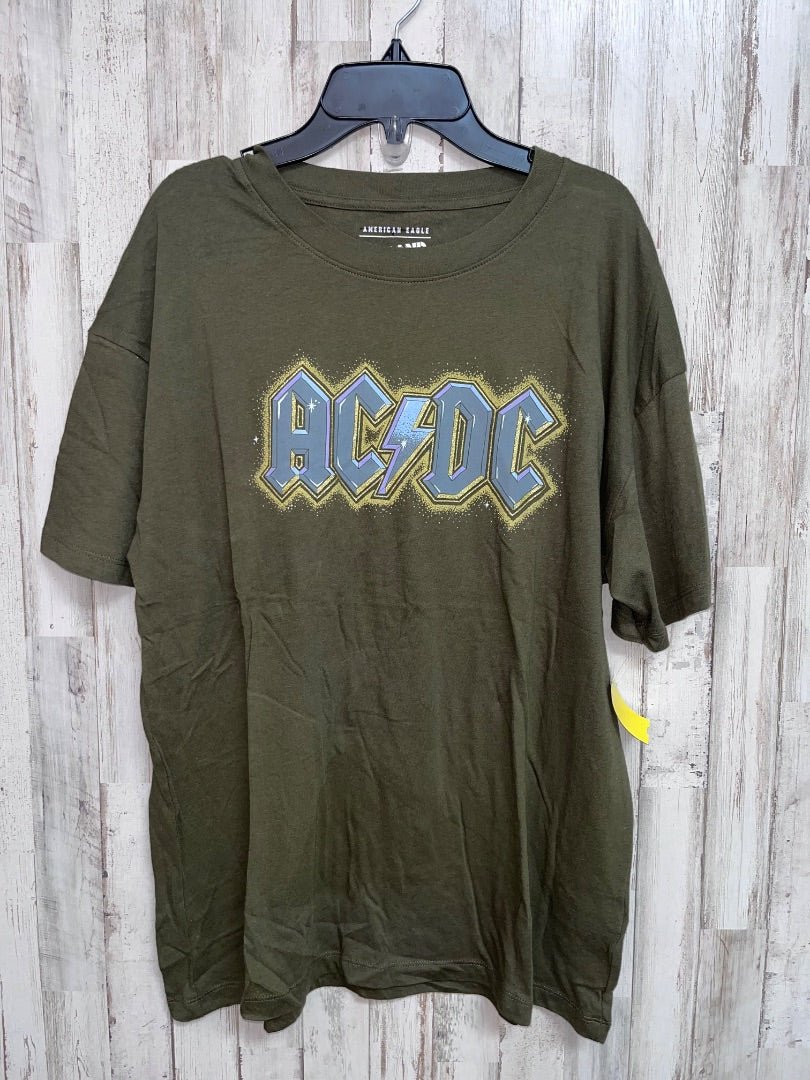OLIVE AMERICAN EAGLE ACDC GLITTER TEE, LADIES XS