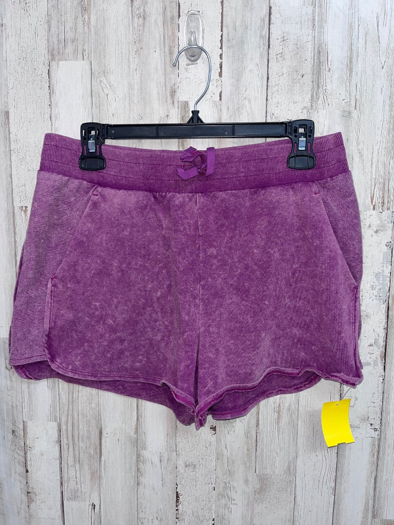 PURPLE ALL IN MOTION ACID WASHED COTTON SHORTS, LADIES S