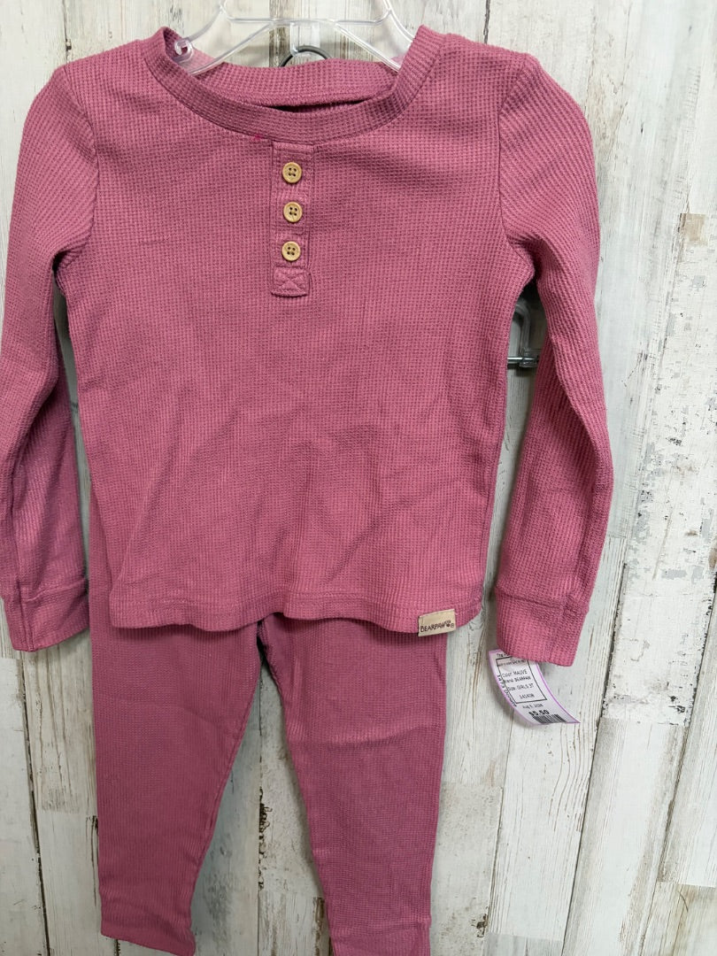 MAUVE BEARPAW WAFFLE KNIT 2PC PJ SET, GIRLS 3T
