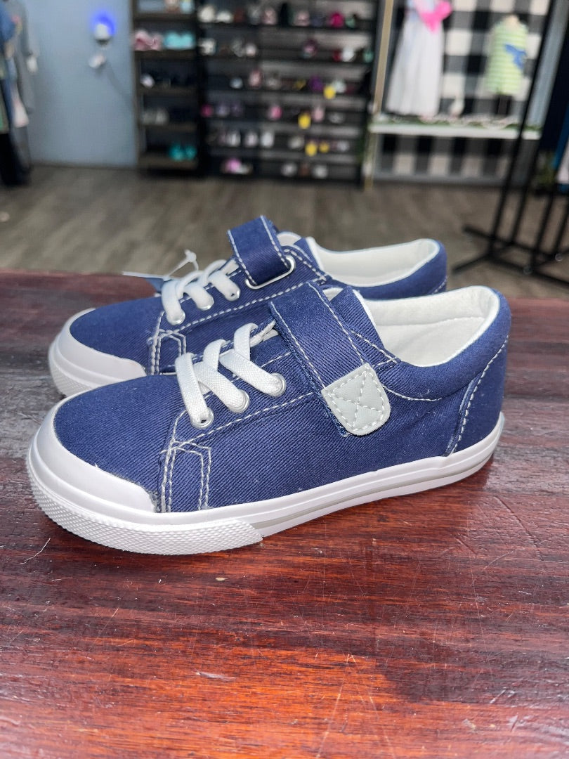 NAVY FOOTMATES VELCRO CANVAS SHOES, SHOES 9