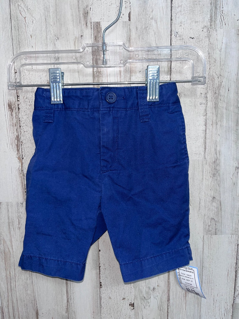 NAVY CROWN & IVY BUTTON SHORTS, BOY 2T