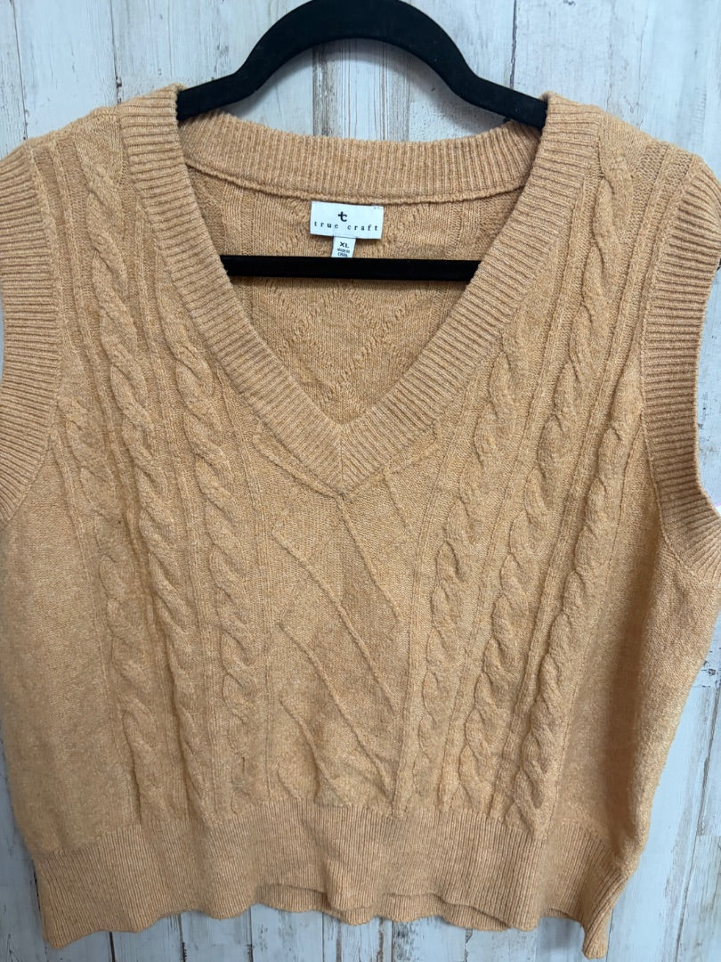 MUSTARD TRUE CRAFT CABLE KNIT SWEATER, LADIES XL