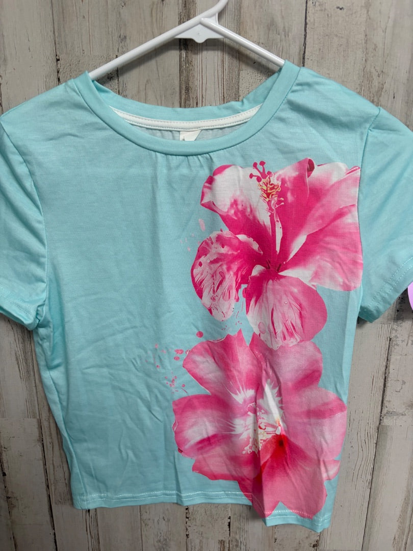 BLUE SHEIN FLOWER TOP, GIRLS 16