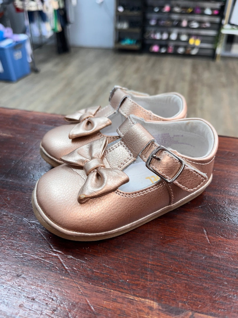 ROSE GOLD ANGEL BOW T STRAP SHOES, SHOES 4