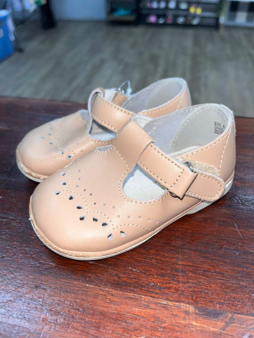 TAUPE ANGEL EYELIT T STRAP SHOES, SHOES 4