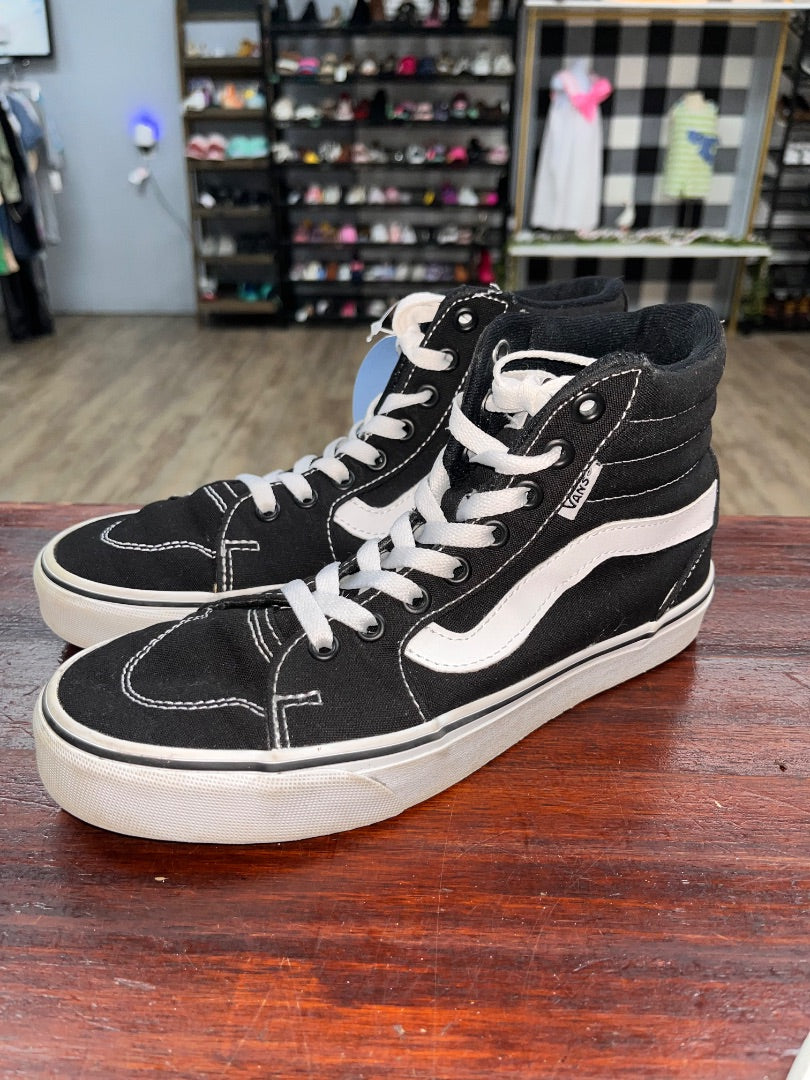 BLACK VANS HIGH TOP SNEAKERS, SHOES A7.5