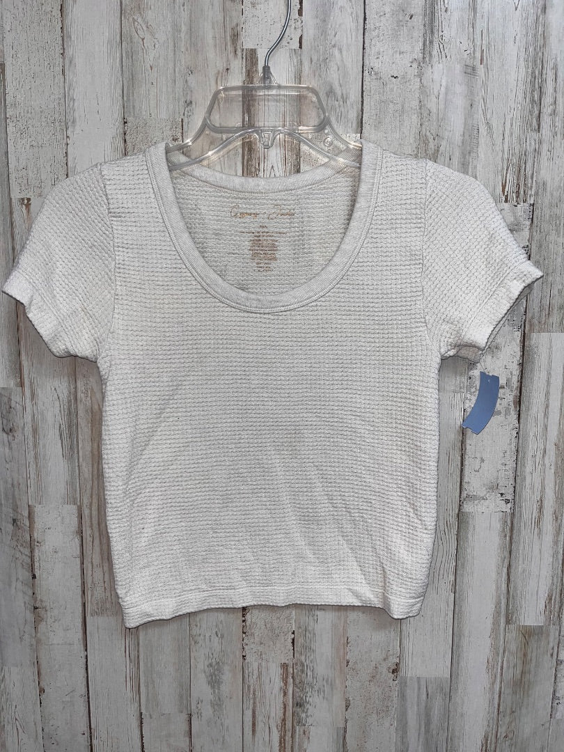LIGHT GREY GYPSY JADE WAFFLE KNIT CROP TEE, LADIES XXS