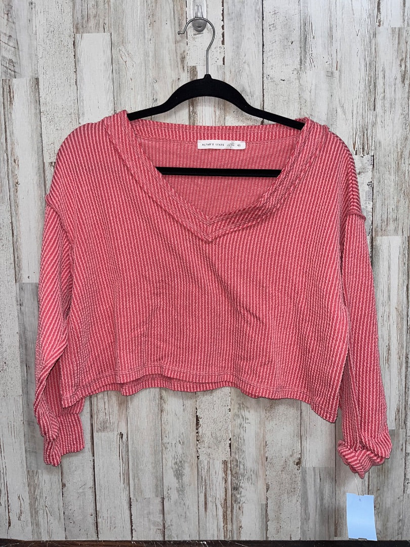 PINK ALTARD STATE RIBBED CROP V NECK, LADIES XS