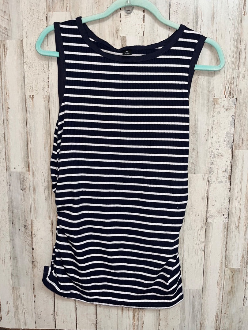 NAVY STRIPE CINCH SIDE TANK, LADIES XL