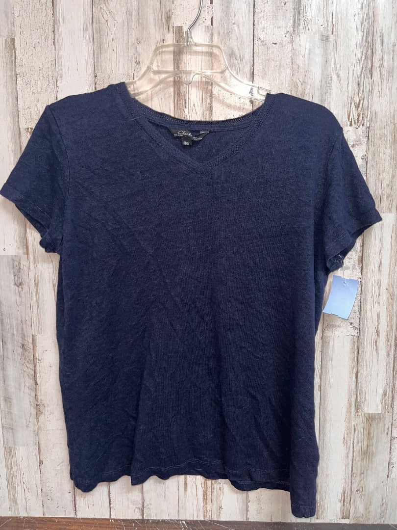 NAVY CHARLIE SOFT KNIT V NECK TEE, LADIES M