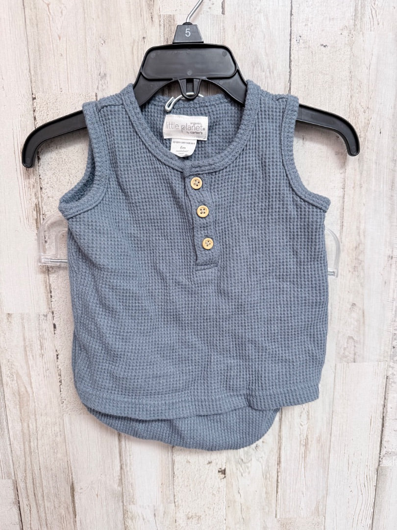 Dusty blue Little planet Waffle 2pc set, Boy 6M