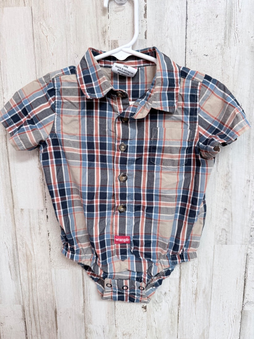 Tan Wrangler Plaid polo, Boy 9M