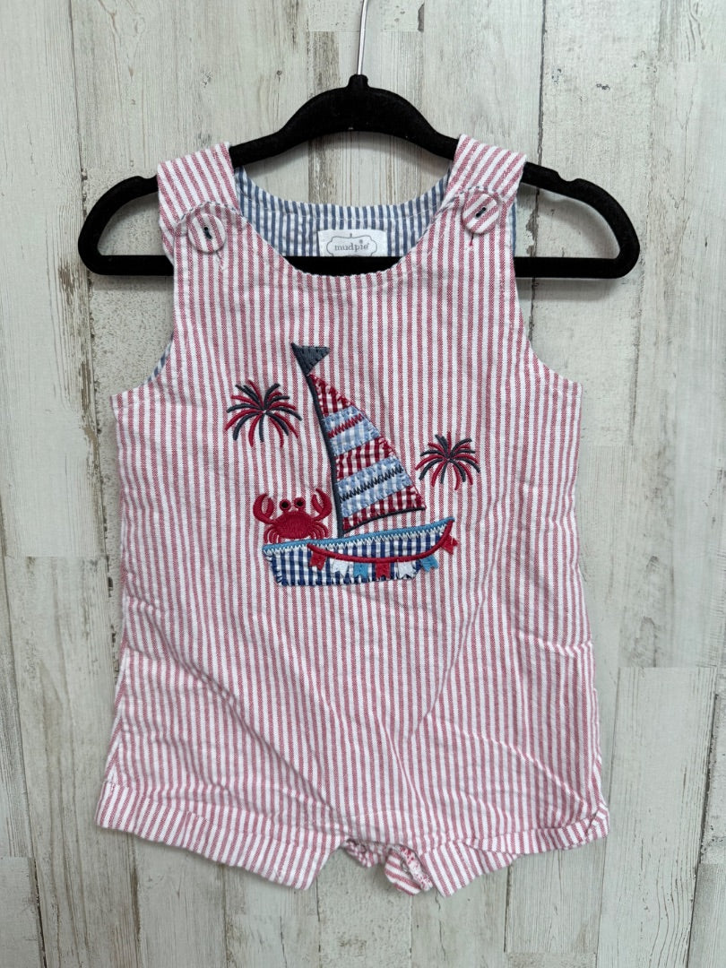 Red Mud pie Embroidered sailboat romper, Boy 6-9M