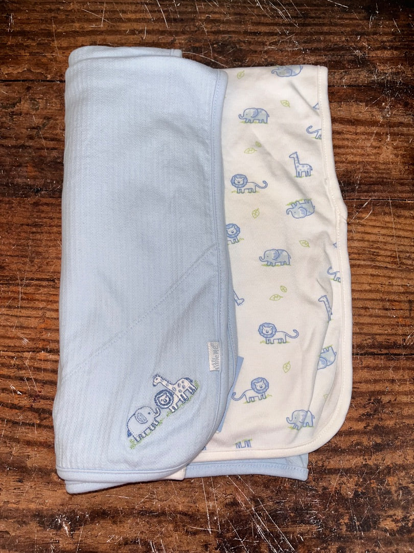 BLUE LITTLE ME 2PC ELEPHANT SWADDLE BLANKET SET