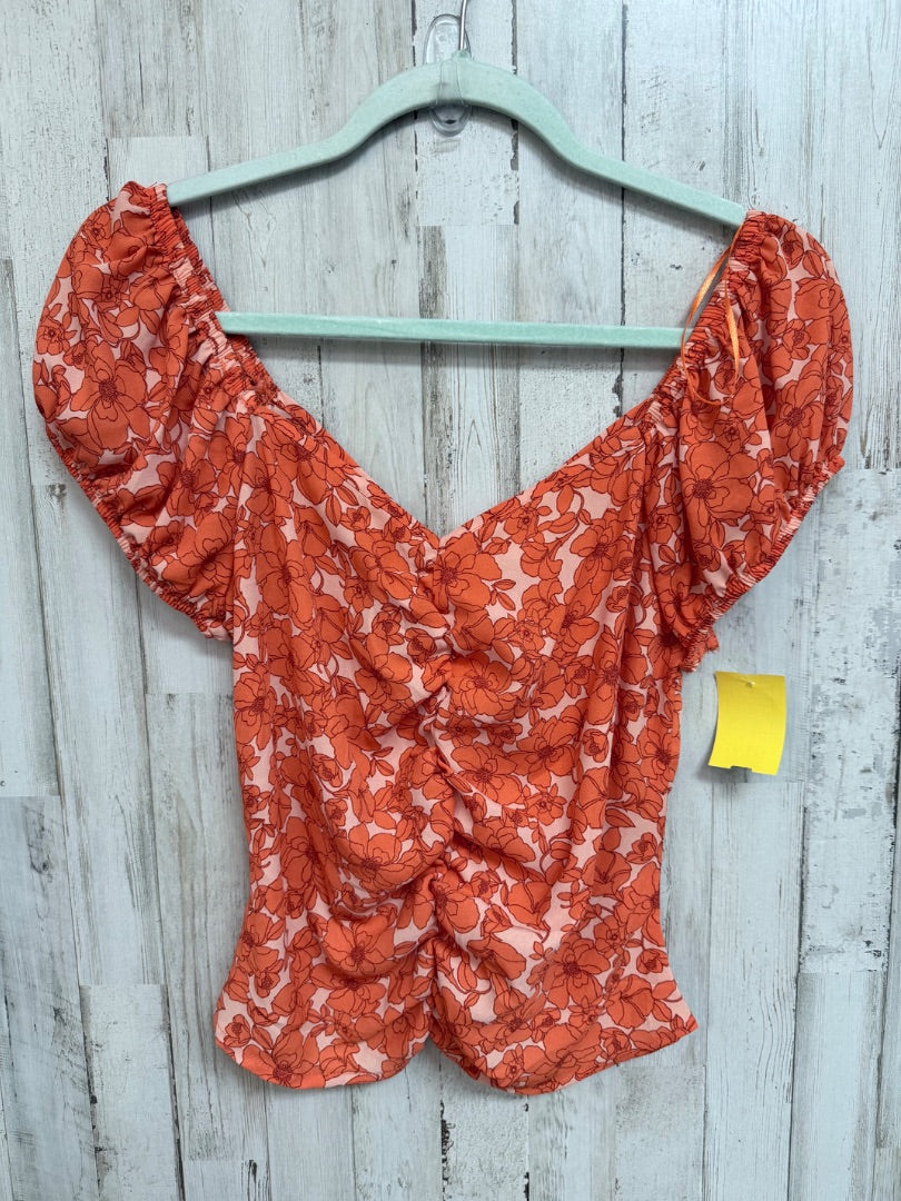 Orange Sienna Sky Floral scrunch top, Ladies S