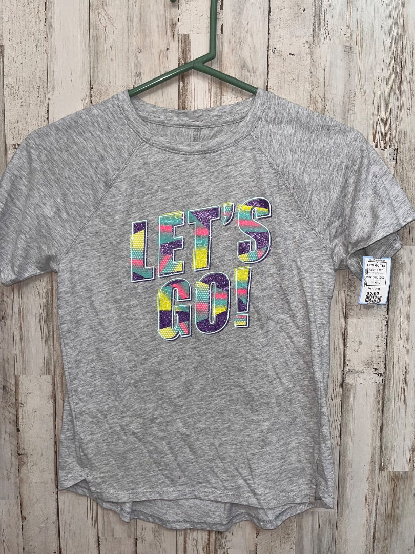 GREY ATHLETIC WORKS LETS GO TEE, GIRL 10/12