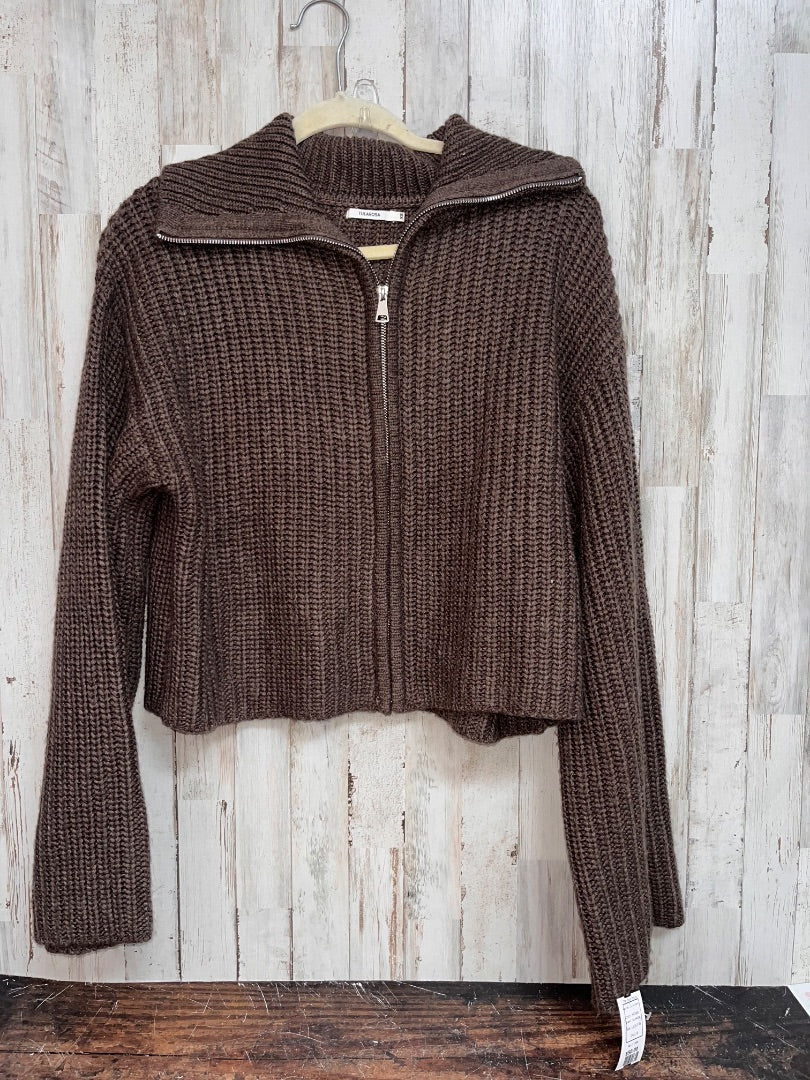 BROWN TULAROSA KNIT HALF ZIP PULLOVER, LADIES XS