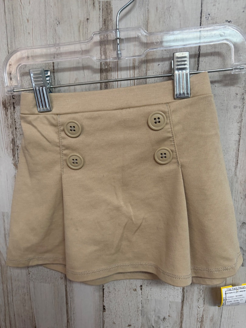 KHAKI CHILDRENS PLACE BUTTON PLEAT SKORT, GIRL 2T