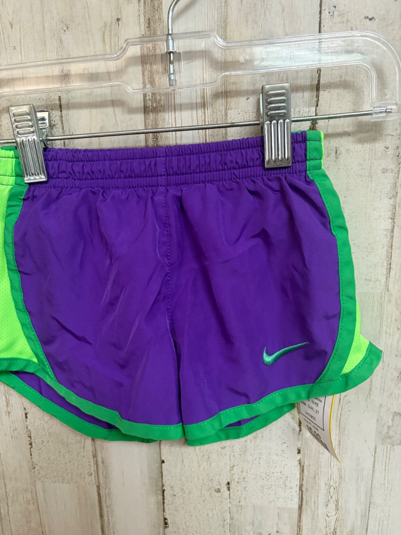 PURPLE/GREEN NIKE DRY FIT SHORTS, GIRL 2T