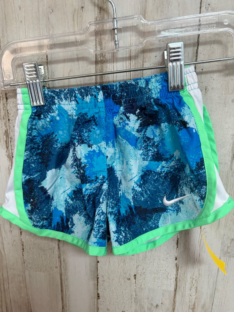 BLUE NIKE SPLATTER PRINT DRY FIT SHORTS, GIRL 2T