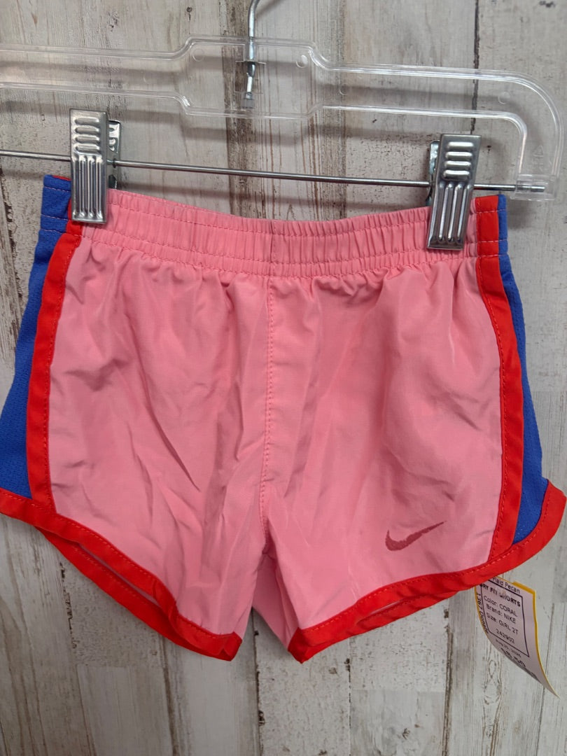 CORAL NIKE DRY FIT SHORTS, GIRL 2T