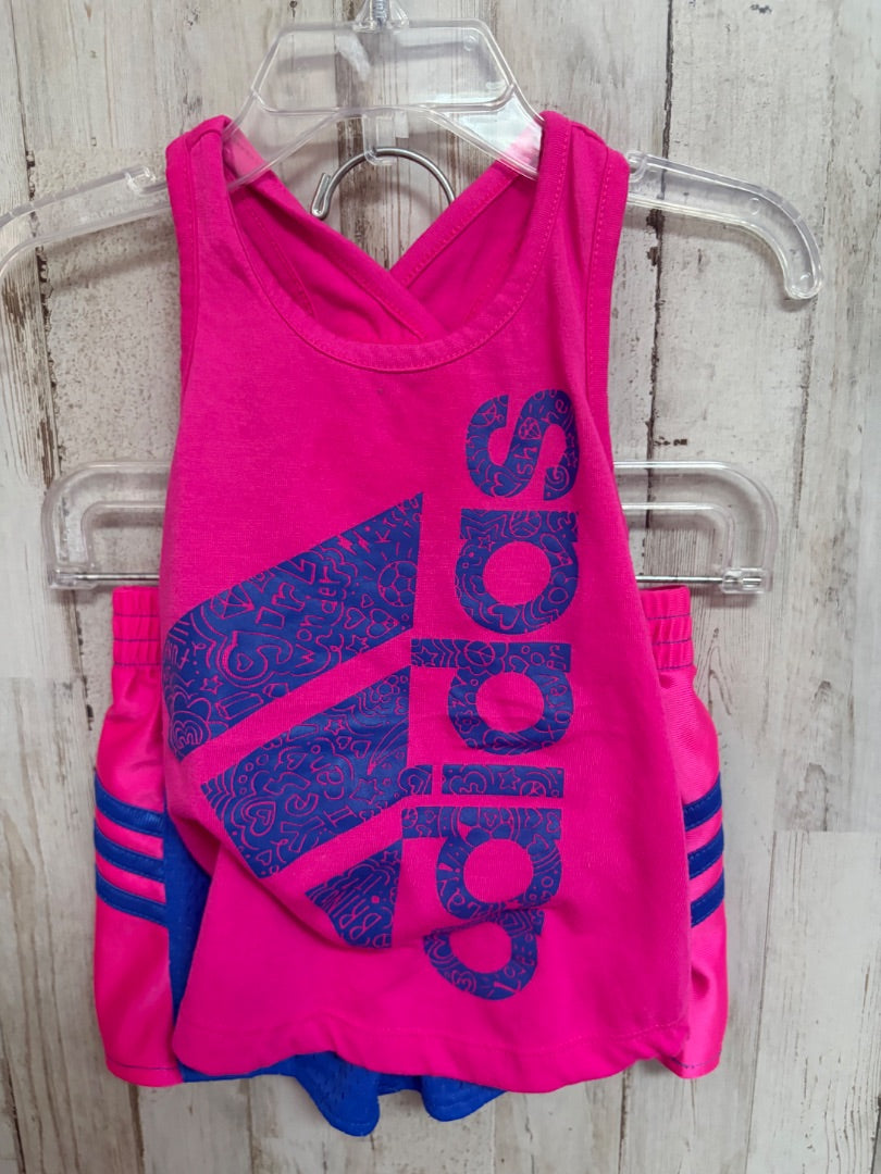 PINK/PURPLE ADIDAS LOGO COTTON 2PC SET, GIRL 2T