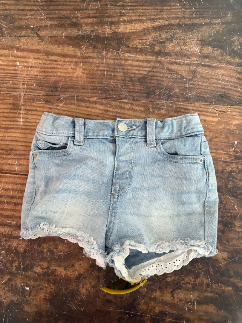 LIGHT DENIM CAT & JACK LACE TRIM SHORTS, GIRL 3T