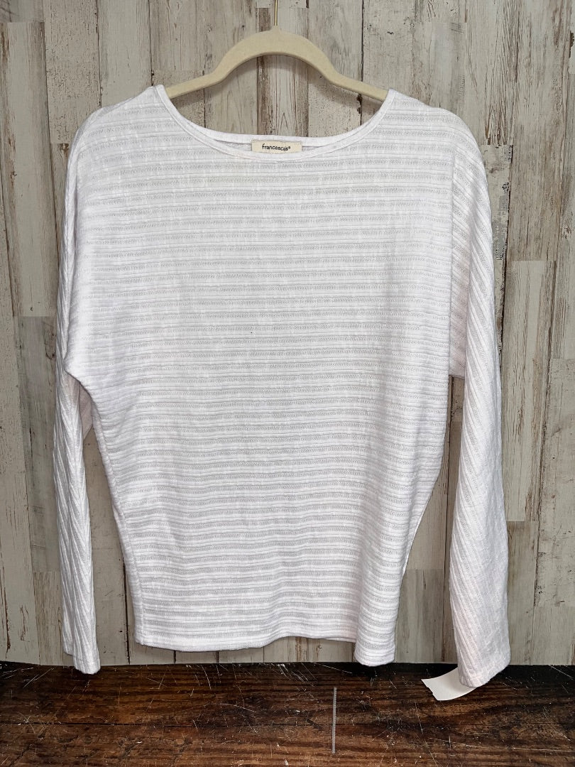 WHITE FRANCESCAS TEXTURE RIBBED BLOUSE, LADIES XS
