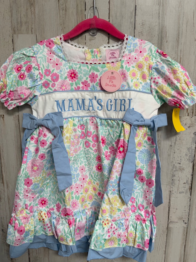 PINK LITTLE P'S SMOCKS NEW MAMAS GIRL FLORAL DRESS, GIRL 4T