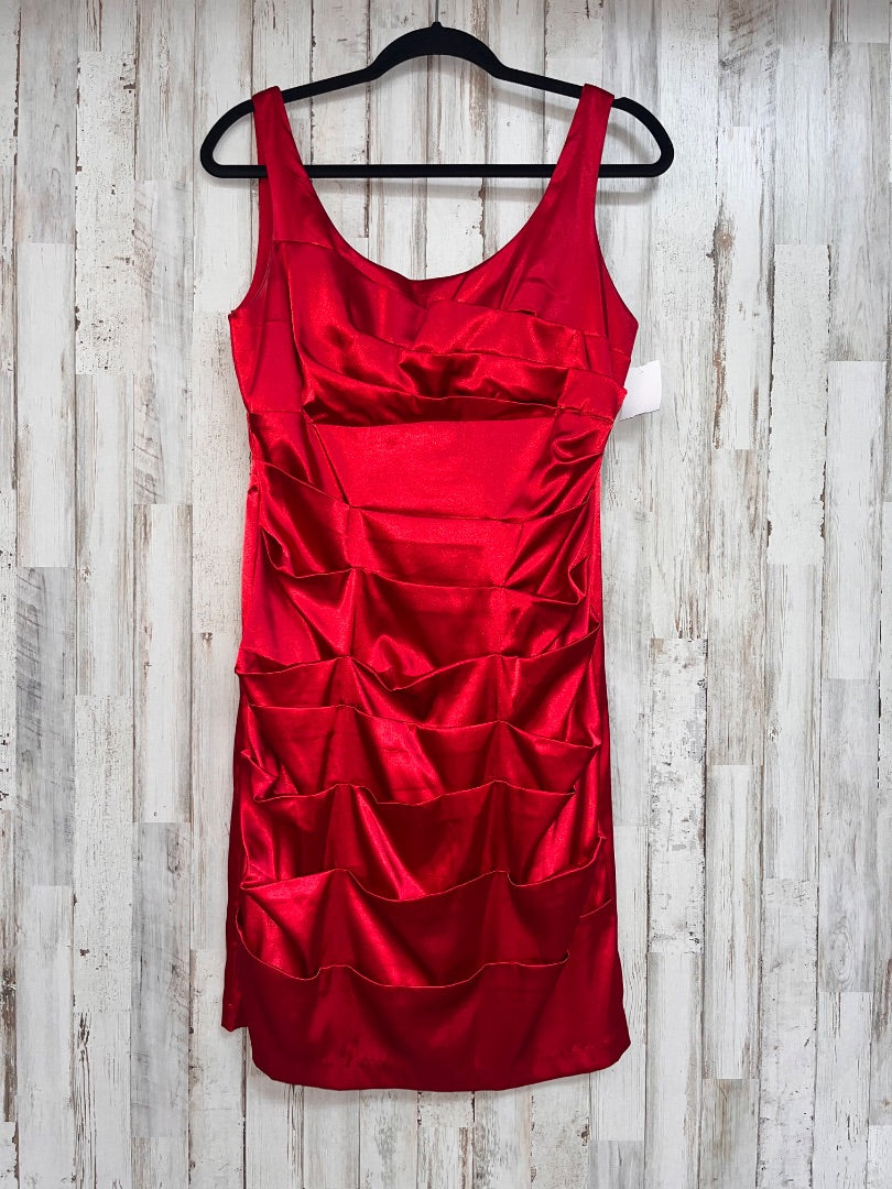RED BISOU BISOU SZ 8 LAYERED SATIN COCTAIL DRESS, LADIES M
