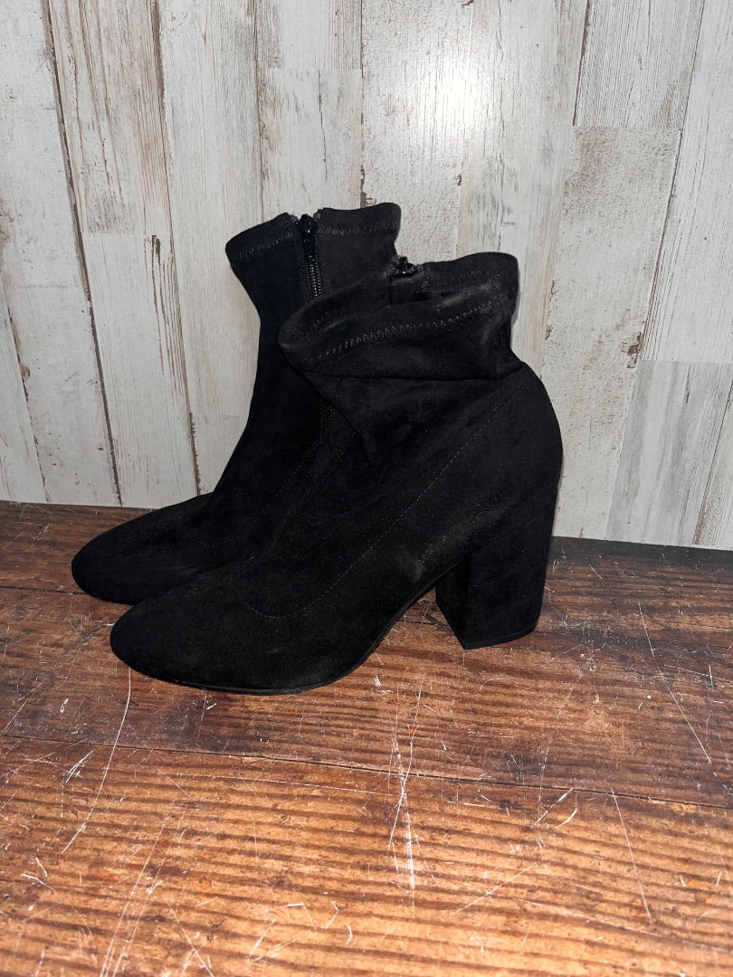 BLACK MADDEN GIRL SUEDE ZIP BOOTS, SHOES A7.5