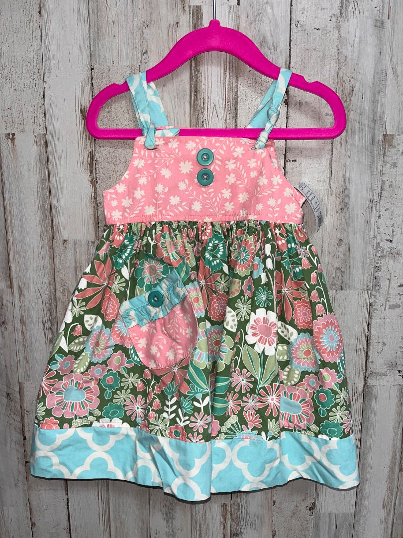 PINK ELEANOR ROSE FLORAL BUTTON TIER DRESS, GIRL 18M