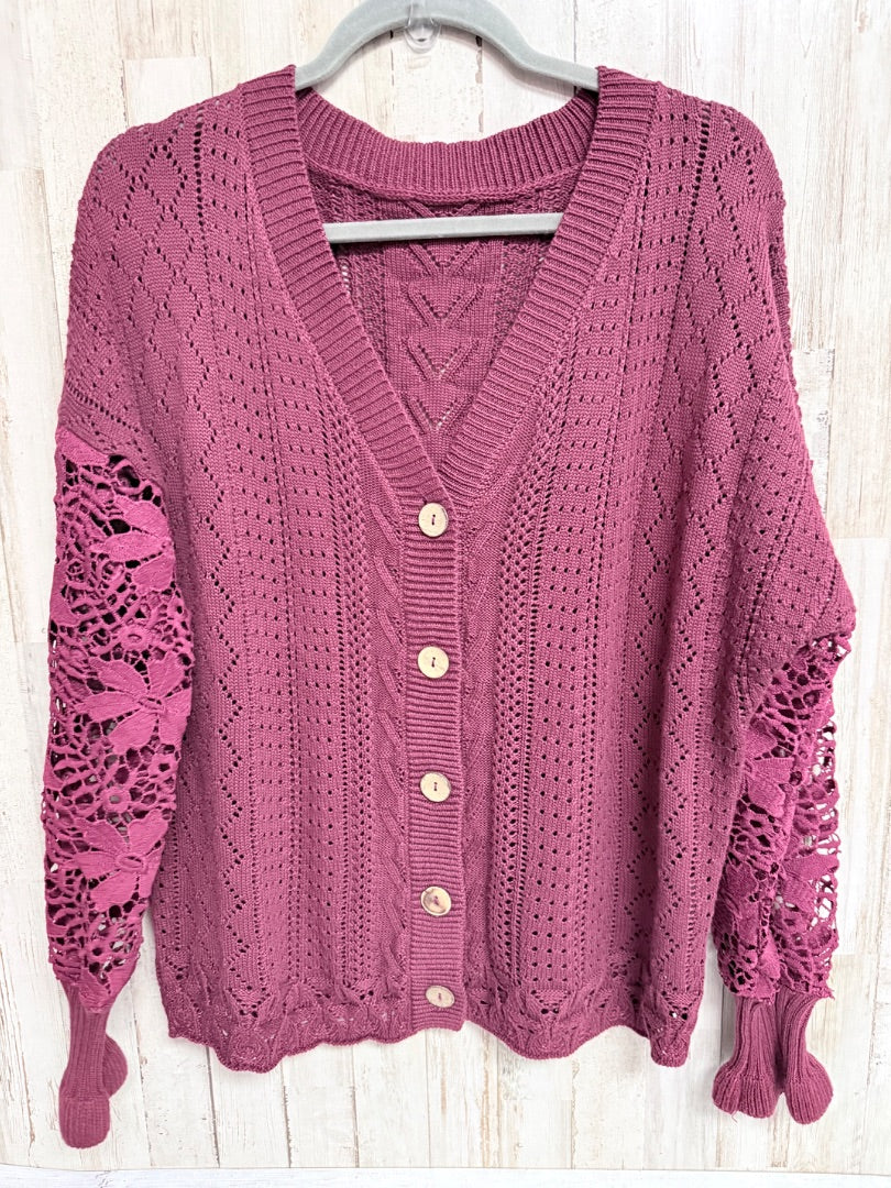 Maroon Shein Button sweater, Ladies M