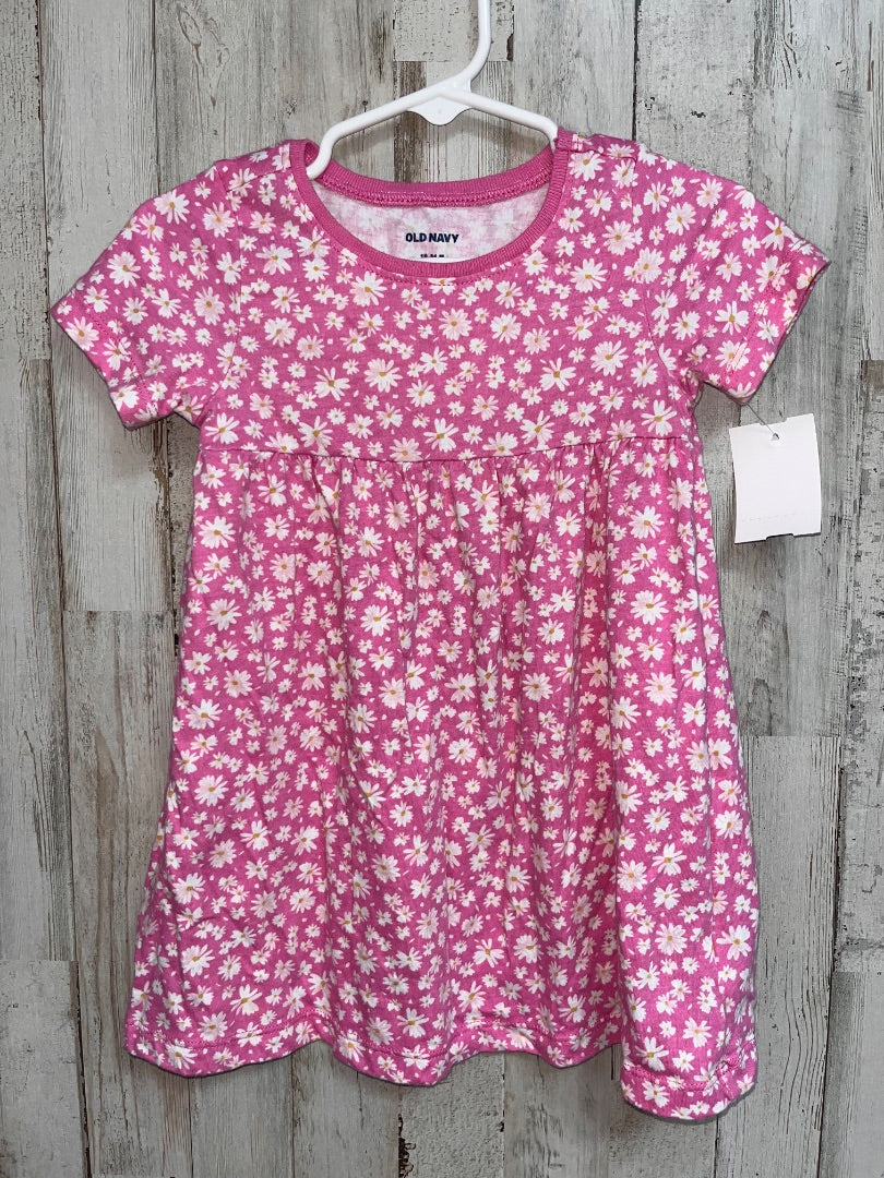 PINK OLD NAVY DAISY COTTON DRESS, GIRL 18-24M