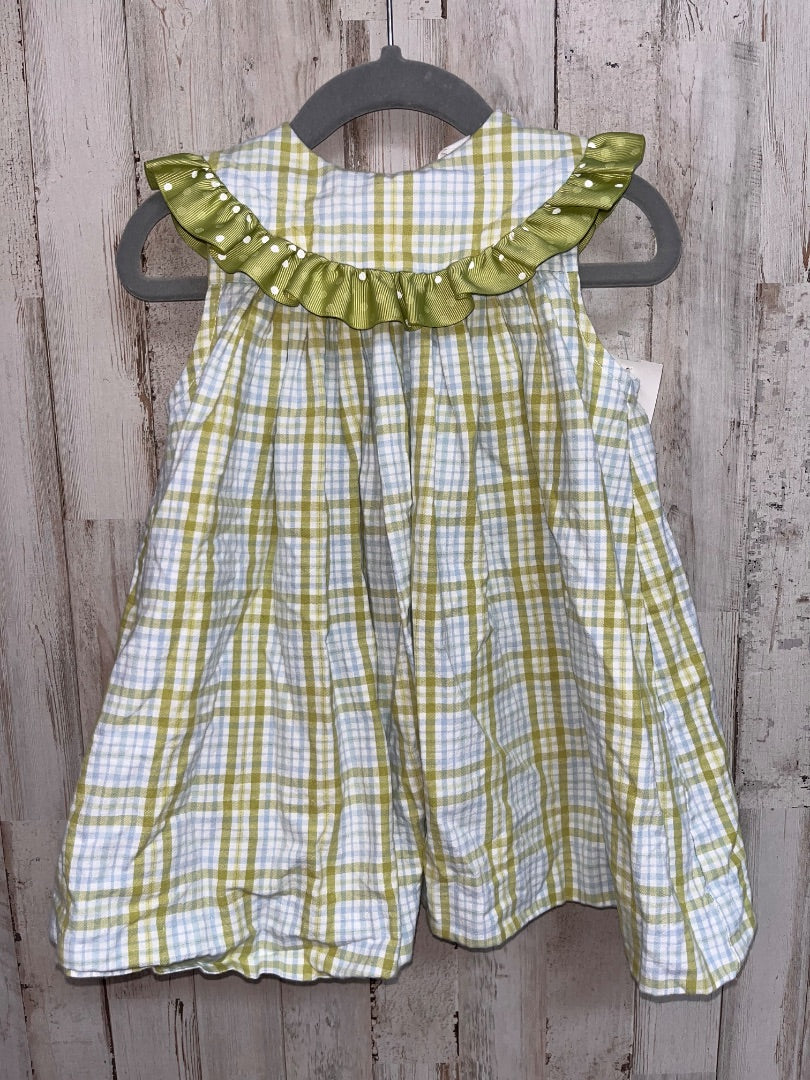 GREEN/BLUE BAILEY BOYS PLAID COLLAR DRESS, GIRL 18M