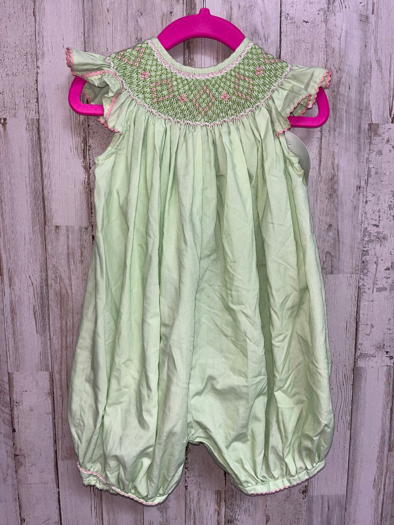GREEN ROYAL CHILD SMOCKED JUMPSUIT BUBBLE, GIRL 24M