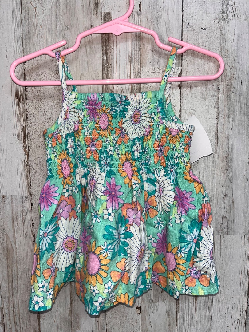 GREEN JUMPING BEANS FLORAL SMOCK TANK TUNIC, GIRL 24M